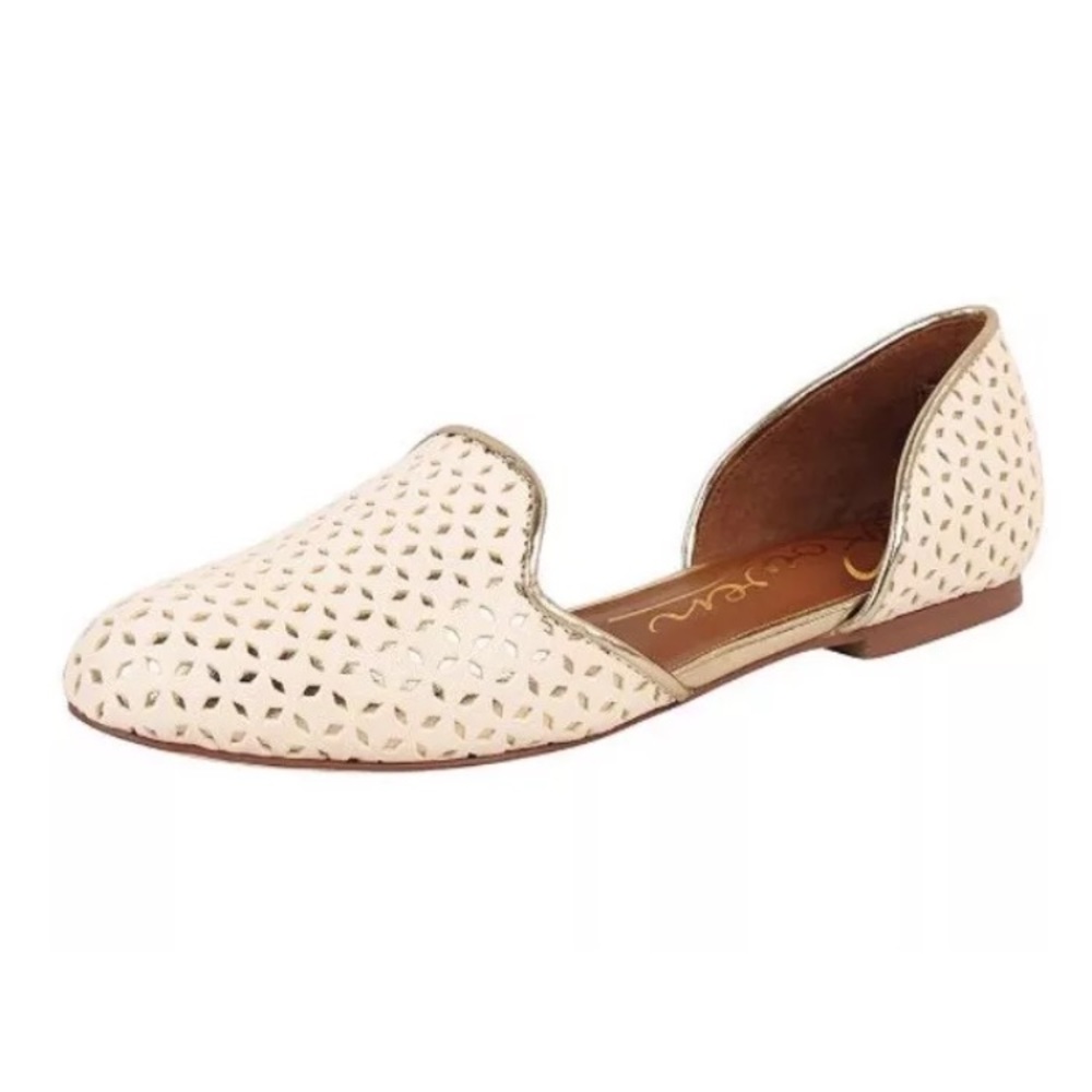 Rowen Chapman Flats Loafers shoes ivory Gold 8.5 M
